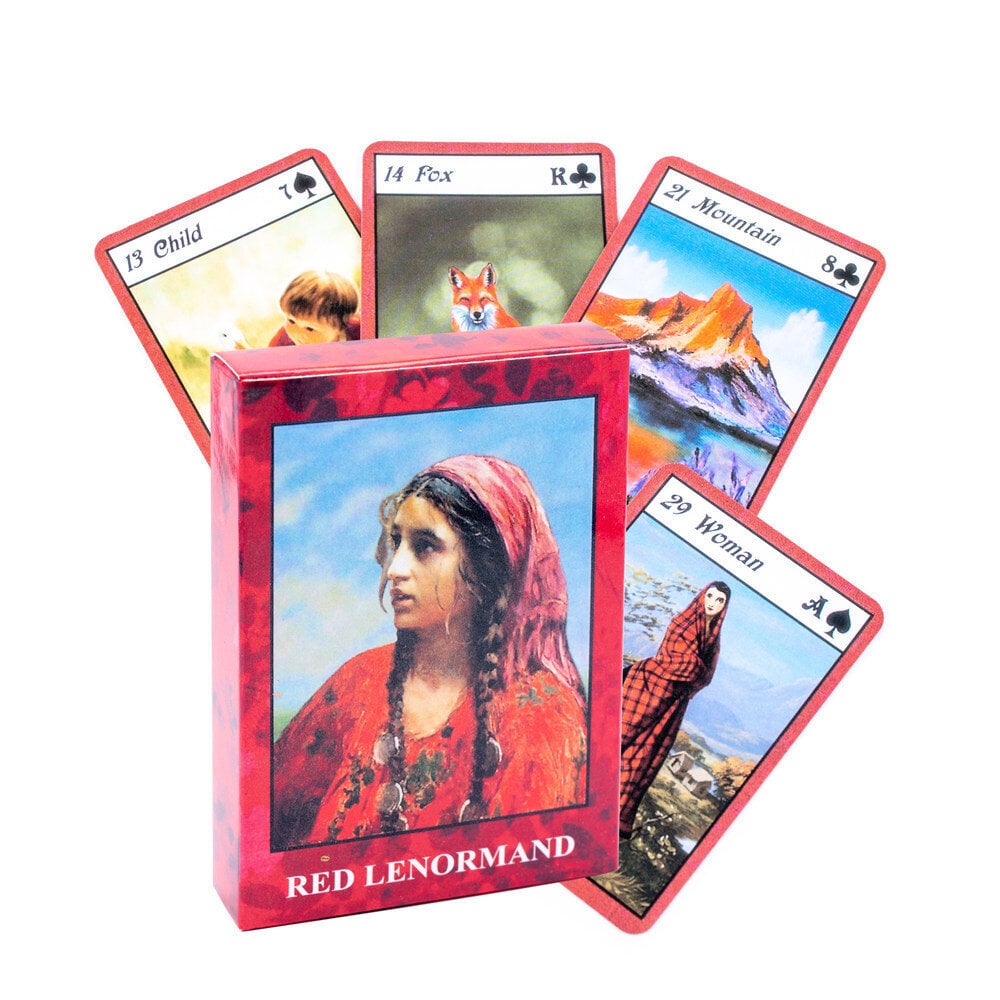 Punainen Lenormand, kortin koko 8,8x6cm, ei opaskirjaa, lenormand-kortti, oraakkelin ennustamisen tarotharjoitus hinta ja tiedot | Lautapelit ja älypelit | hobbyhall.fi