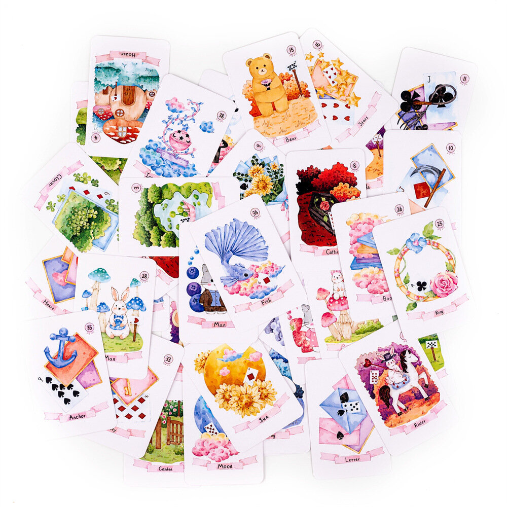 Frog Dream Lenormand, kortin koko 8,8x6cm, ei opaskirjaa, lenormand-kortti, oraakkelin ennustamisen tarotharjoitus hinta ja tiedot | Lautapelit ja älypelit | hobbyhall.fi