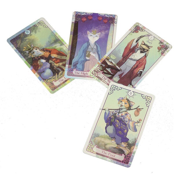 Purple Cat Tarot, kortin koko 12x7cm, Rider Waite System -kortit, ei opaskirjaa, Lenormand-kortti, ennustamisharjoitus, oraakkelikortit