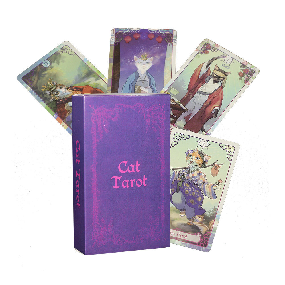 Purple Cat Tarot, kortin koko 12x7cm, Rider Waite System -kortit, ei opaskirjaa, Lenormand-kortti, ennustamisharjoitus, oraakkelikortit hinta ja tiedot | Lautapelit ja älypelit | hobbyhall.fi