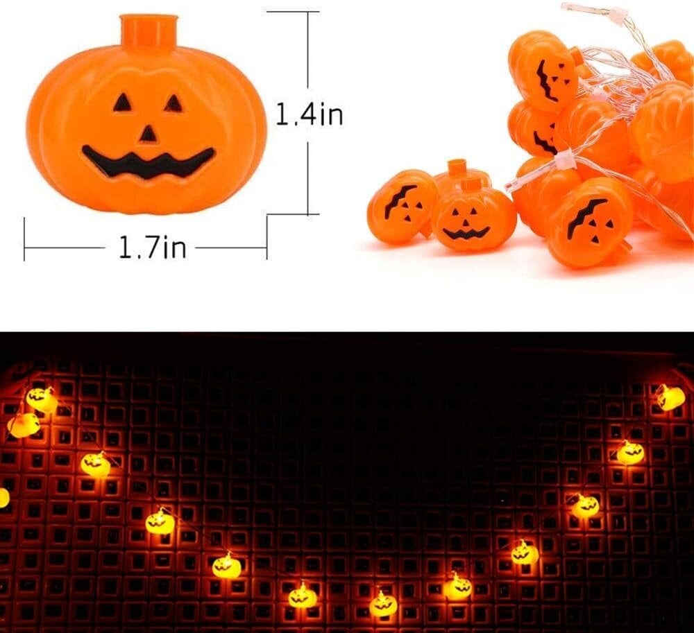 Halloween-valot, LED-kurpitsavalot, juhlavalot ulkosisustukseen, 2-tilaa tasaiset/vilkkuvat valot (20 One Pumpkin Lights, 9,8 jalkaa) hinta ja tiedot | Juhlakoristeet | hobbyhall.fi