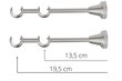 Kaksoislista metallia 19 mm + 19 mm OLIMP, 180 cm, matta kromi hinta ja tiedot | Verhotangot | hobbyhall.fi