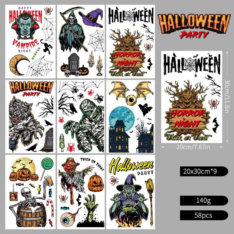 Halloween-ikkunan koristepaperi Haunted House Pumpkin Ghost Bat Staattinen lasi-ikkunatarra hinta ja tiedot | Koristeet ja tarrat | hobbyhall.fi