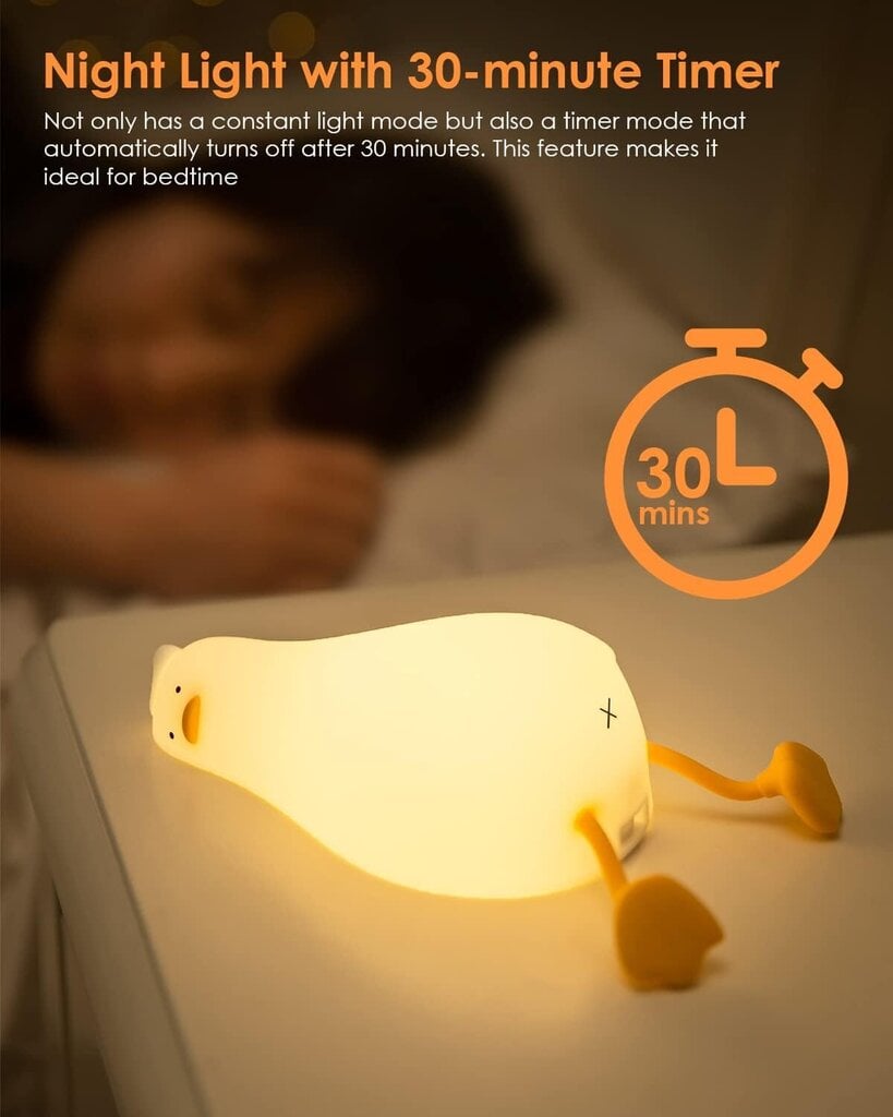 Duck Night Light, himmennettävä Touch Control valo, silikoninen, ladattava hinta ja tiedot | Pöytävalaisimet | hobbyhall.fi