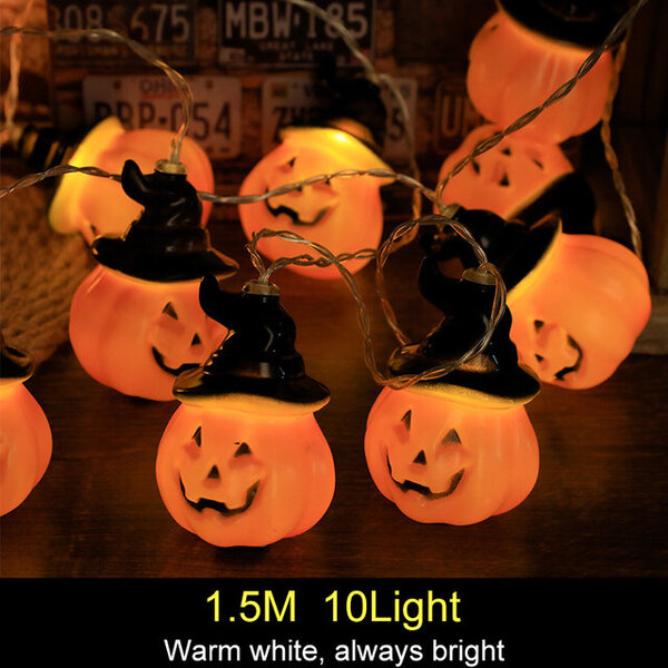 1,5 m 10 Led Halloween Kurpitsa Ghost Luurankot Bat Spider Led Light String Festival Kotibaari Juhlasisustus Halloween Ornamentti