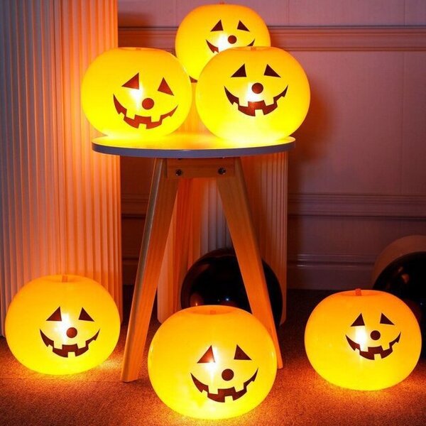 Tee-se-itse kodin koristeisiin ulkona Halloween-juhlakoristeisiin Led Light Up Lateksi-ilmapallo kurpitsa-ilmapallot