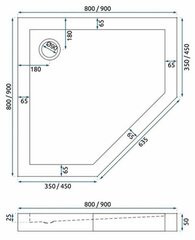 Suihkuallas sifonilla Rea Diamond, 80 x 80 cm, valkoinen hinta ja tiedot | Suihkualtaat | hobbyhall.fi