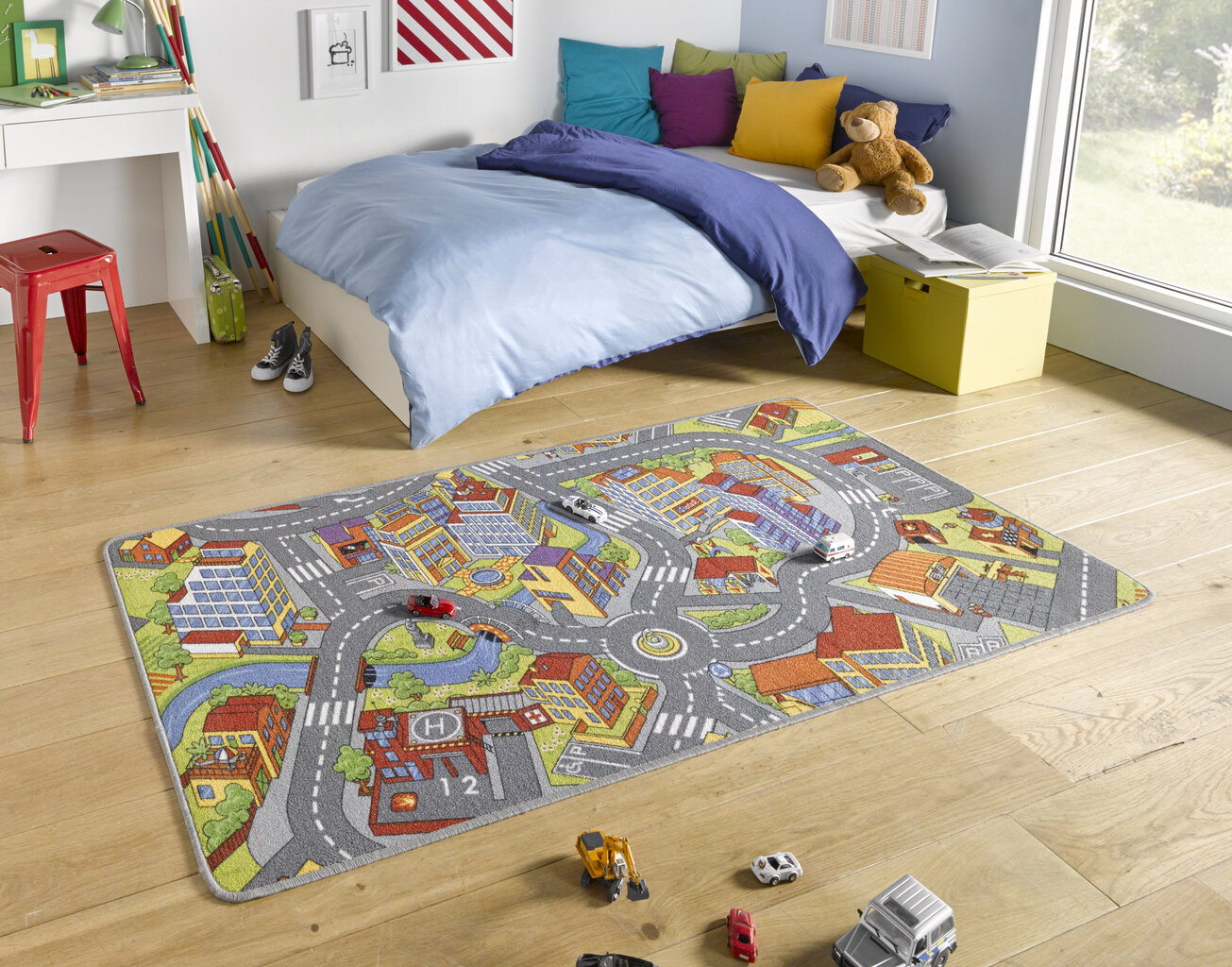 Lastenhuonematto Hanse Home Play Smart City 140x200 cm, harmaa hinta ja tiedot | Isot matot | hobbyhall.fi