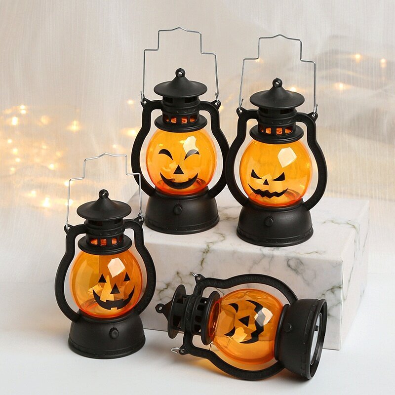 4 kpl Halloween-LED-riippuva kurpitsan lyhtyvalo, Halloween-sisustus hinta ja tiedot | Juhlakoristeet | hobbyhall.fi