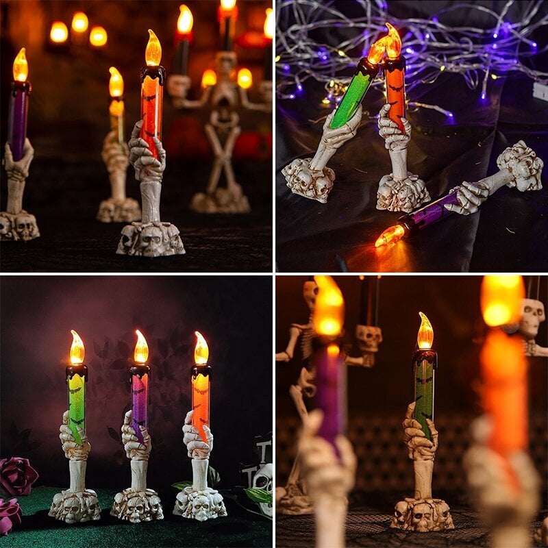 3 kpl Halloween-kynttilän valot, koristeellinen pöytälamppu, luurankokäsilyhdyt, haamuvalot Halloween-juhliin hinta ja tiedot | Juhlakoristeet | hobbyhall.fi