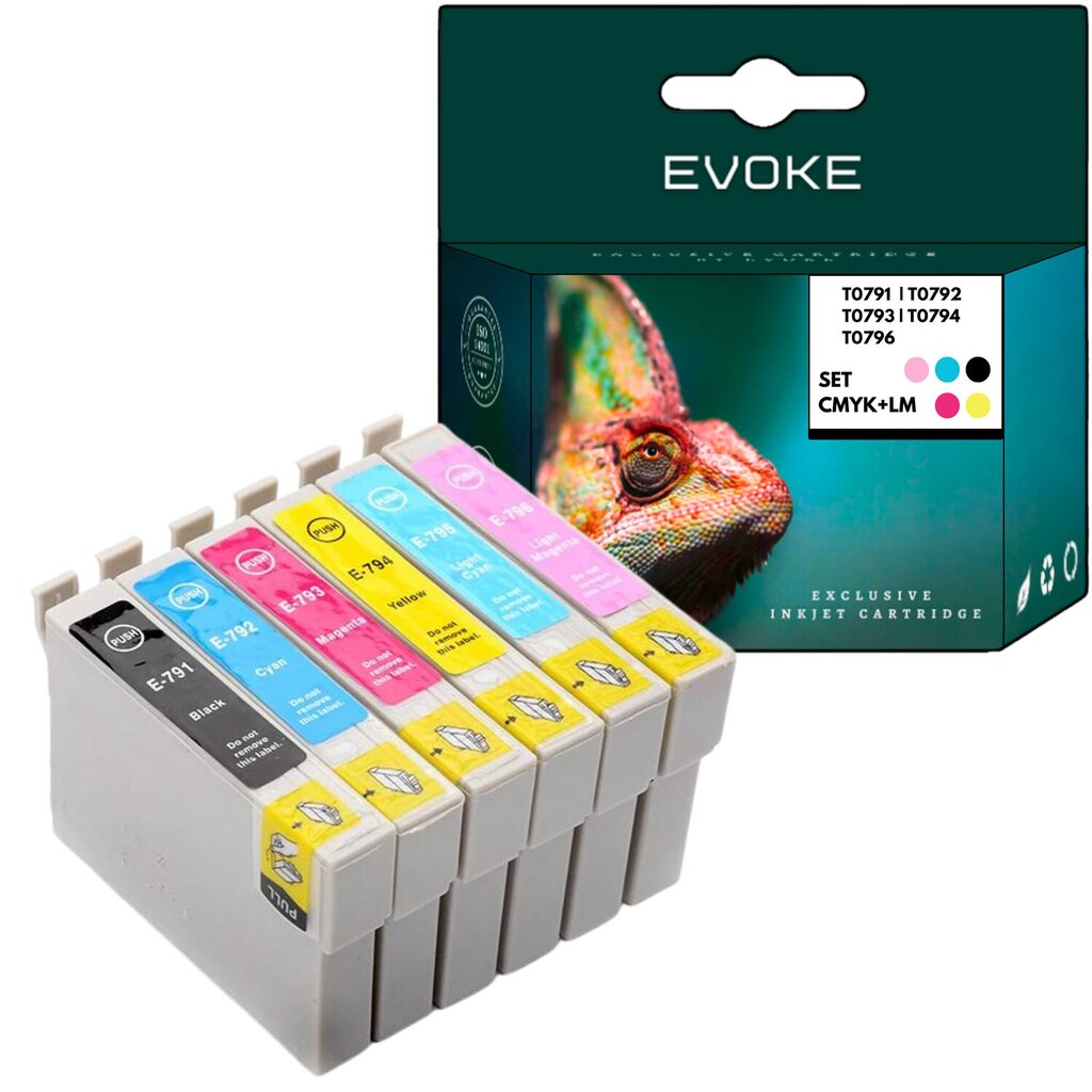 6 kpl Epson 791 XL tulostimen mustekasettisarja = T0791 + T0792 + T0793 + T0794 + T0795 + T0796 , 18 ml ja 760 sivua mustaa , 18 ml ja 760 sivua kutakin väriä , yhteensopiva PX650 PX660 PX700 PX710 PX hinta ja tiedot | Mustekasetit | hobbyhall.fi