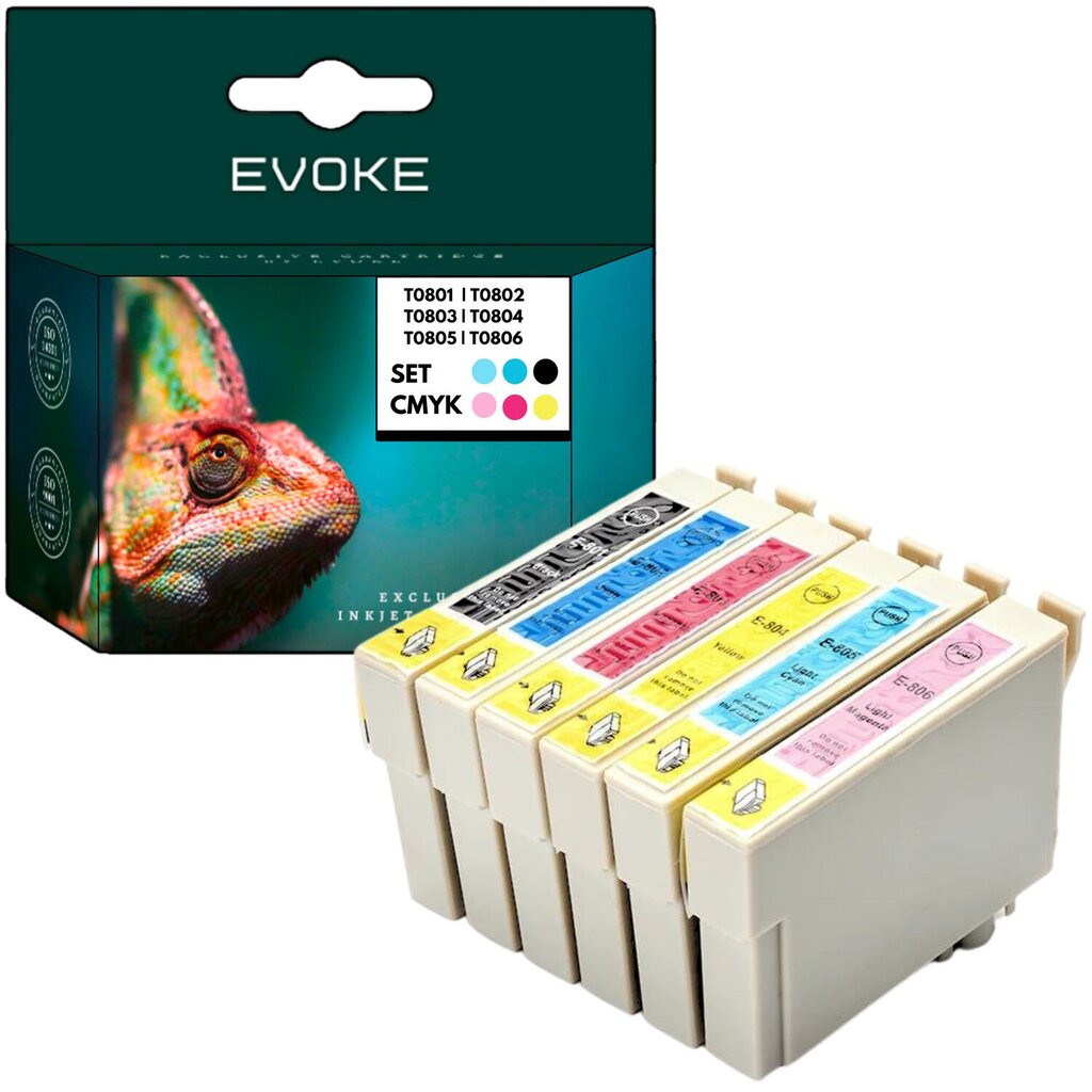 6 kpl Epson 801 XL tulostimen mustekasettien sarja = T0801 + T0802 + T0803 + T0804 + T0805 + T0806 , 15 ml ja 500 sivua mustaa , 14 ml ja 470 sivua kutakin väriä , yhteensopiva PX660 R285 RX585 PX710 hinta ja tiedot | Mustekasetit | hobbyhall.fi