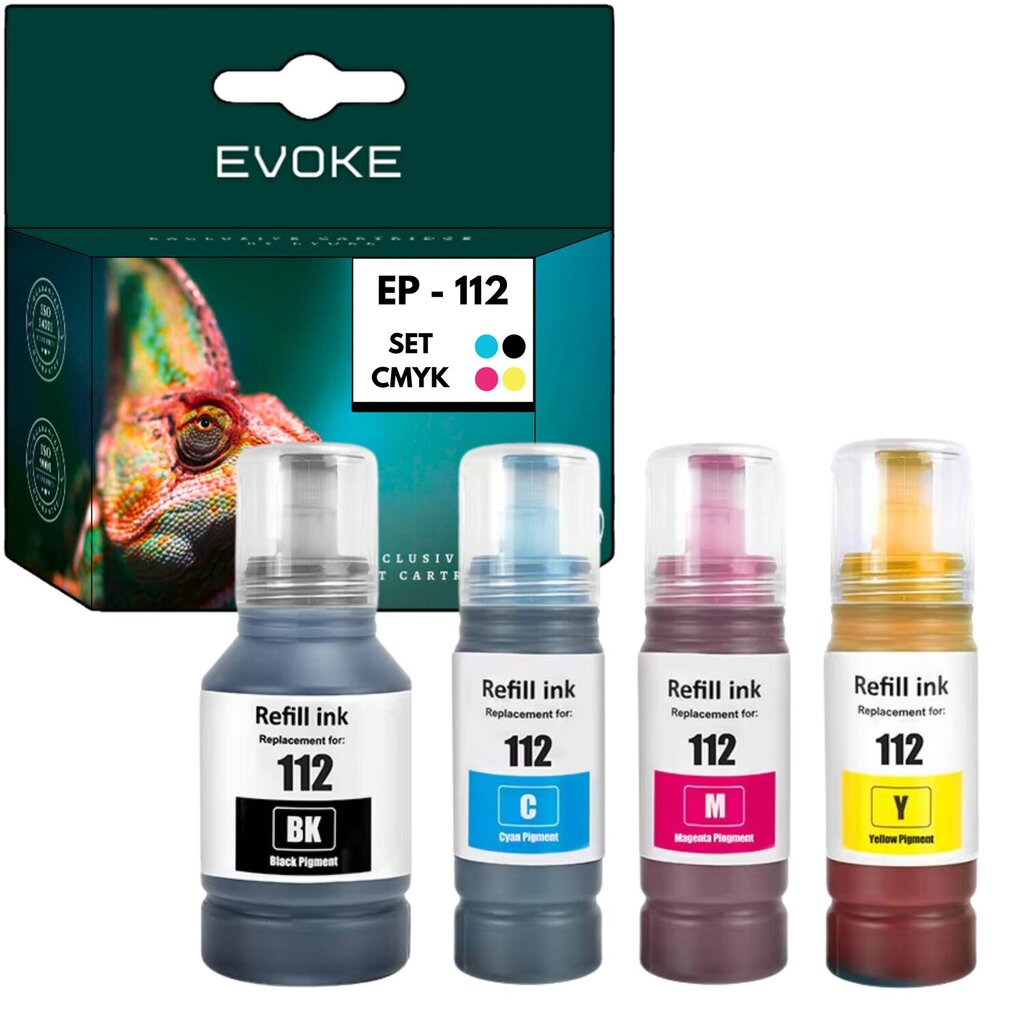 4 värikasetin sarja Epson 112 XL CMYK , 127 ml ja 7500 sivua mustaa , 70 ml ja 6000 sivua kutakin väriä , yhteensopiva L15150 L15160 L15160 L6570 M15140 L6460 L15180 kanssa. hinta ja tiedot | Mustekasetit | hobbyhall.fi