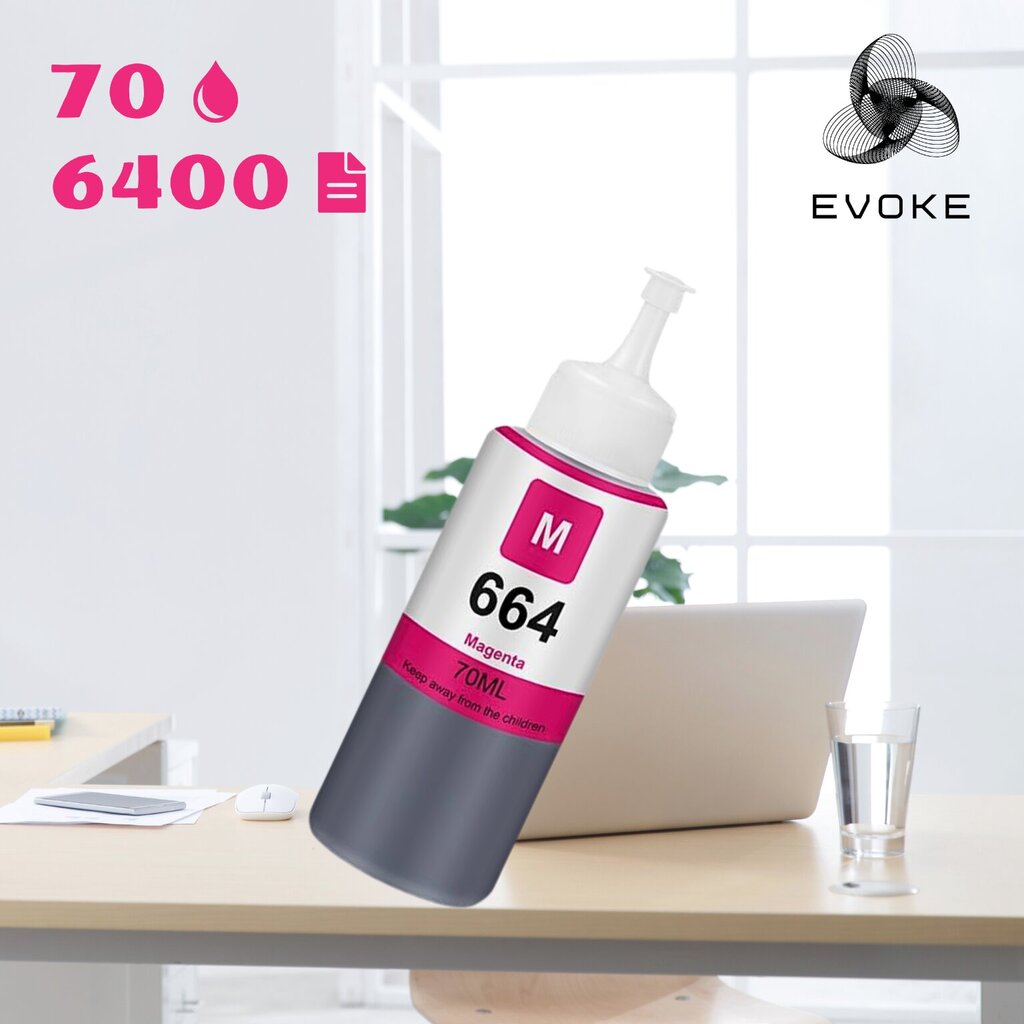 EPSON 664 punainen mustepullo, 70ml , 6400 sivua, yhteensopiva EcoTank L100, L110, L120, L121, L485, L455, L365, L386, L385, L382, L380, L355, ITS L3050, L3060, L3070 kanssa. hinta ja tiedot | Mustekasetit | hobbyhall.fi