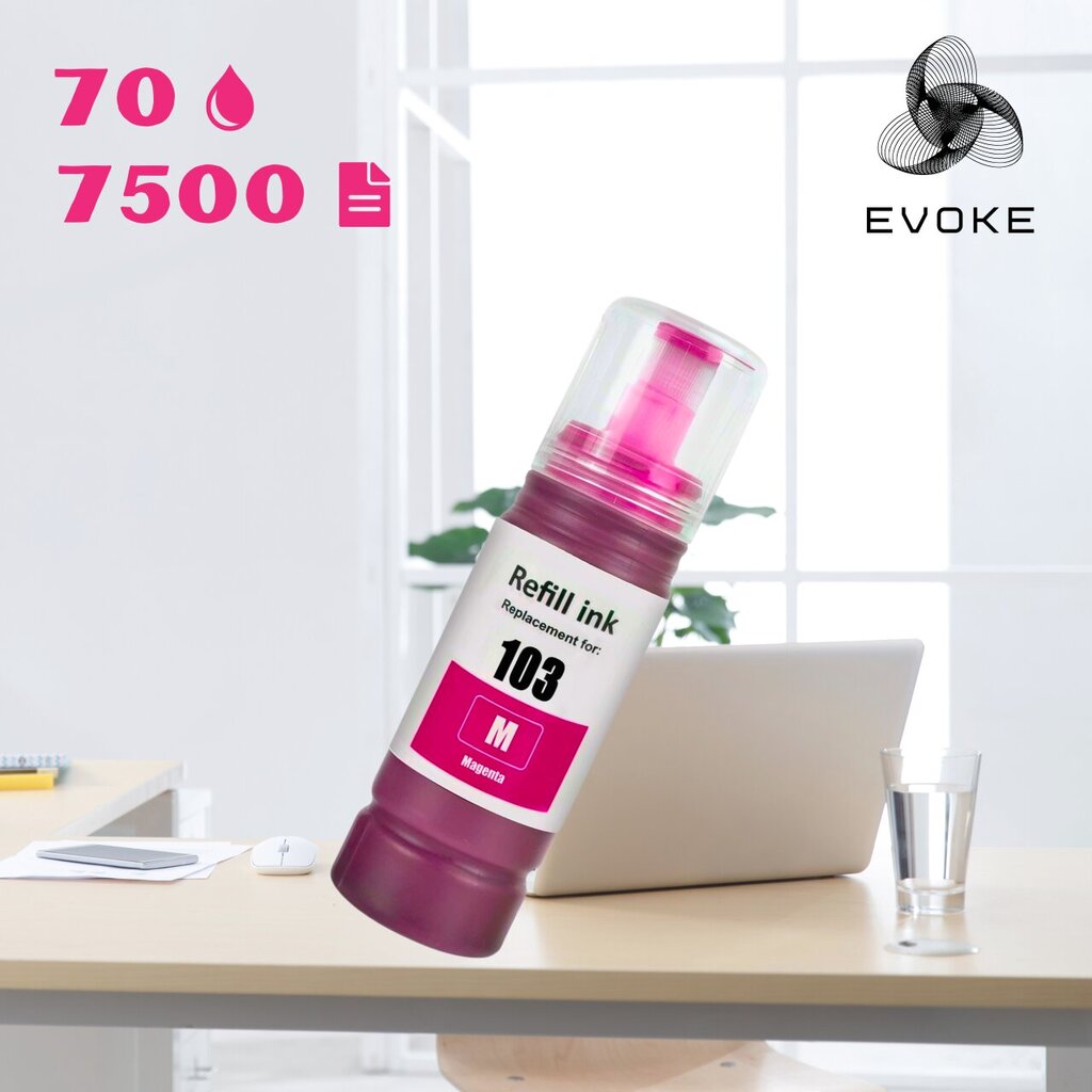 Epson 103 CMYK -tulostinmustesarja, 5 pulloa, 140 ml mustaa, 70 ml CMY, yhteensopiva EcoTank L1110, L1250, L3100, L3110, L3150, L3160, L3210, L3211, L3250, L3251, L3256, L5190, L5290, L5590, EcoTank L hinta ja tiedot | Mustekasetit | hobbyhall.fi