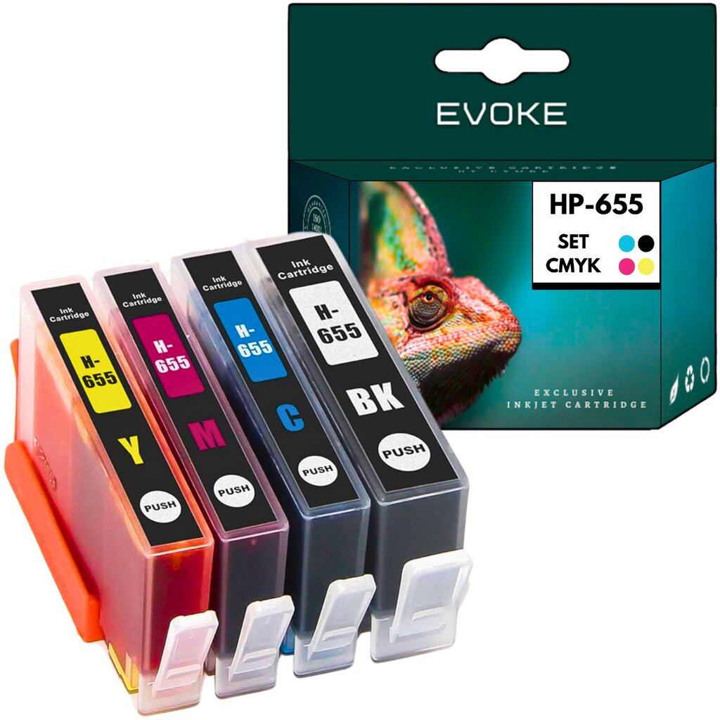 4 HP 655 CMYK tulostuskasetin sarja, 1170 sivua mustaa, 1200 sivua sinistä, punaista, keltaista, muste yhteensopiva DeskJet Ink Advantage 3525, 4615, 4625, 5000, 5500, 5520, 5525, 6520, 6525, 6525 kan hinta ja tiedot | Mustekasetit | hobbyhall.fi