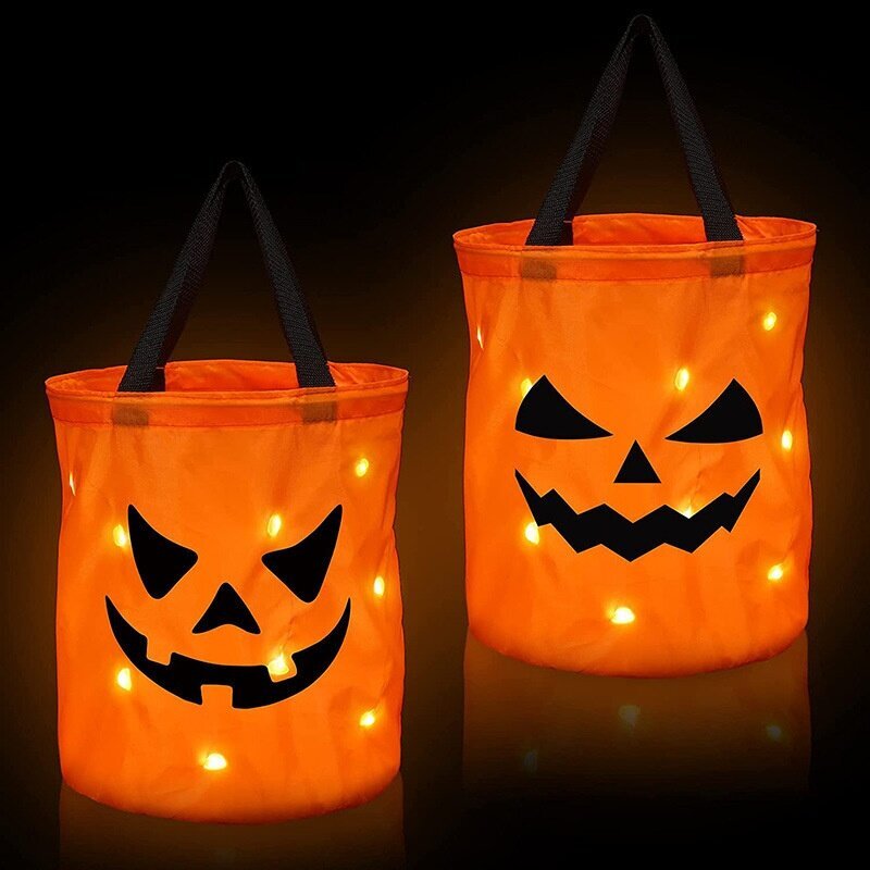 Halloween LED-valo, Trick or Treat Bucket Pumpkin karkkikassit, kokoontaitettava Halloween-kori hinta ja tiedot | Juhlakoristeet | hobbyhall.fi