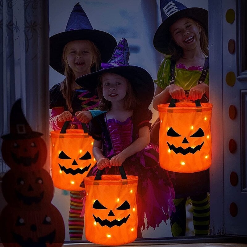 Halloween LED-valo, Trick or Treat Bucket Pumpkin karkkikassit, kokoontaitettava Halloween-kori hinta ja tiedot | Juhlakoristeet | hobbyhall.fi