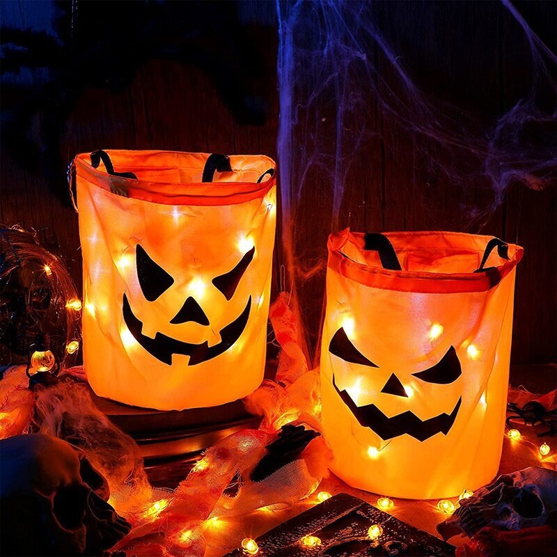 Halloween LED-valo, Trick or Treat Bucket Pumpkin karkkikassit, kokoontaitettava Halloween-kori hinta ja tiedot | Juhlakoristeet | hobbyhall.fi