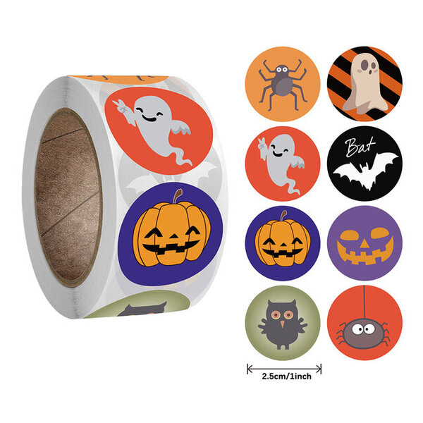 500 kpl Halloween-tarra Pumpkin Ghost Spider Bat Kiitos sinettitarra karkkilaukkuun Scrapbooking-lahjarasiatarrakoriste