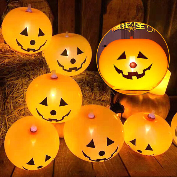 5 kpl Led Light Up Ilmapallo Lateksi Kurpitsa Ilmapallot Halloween Juhlakoristeet Kodin Halloween Pumpkin Decor Ulkokäyttöön