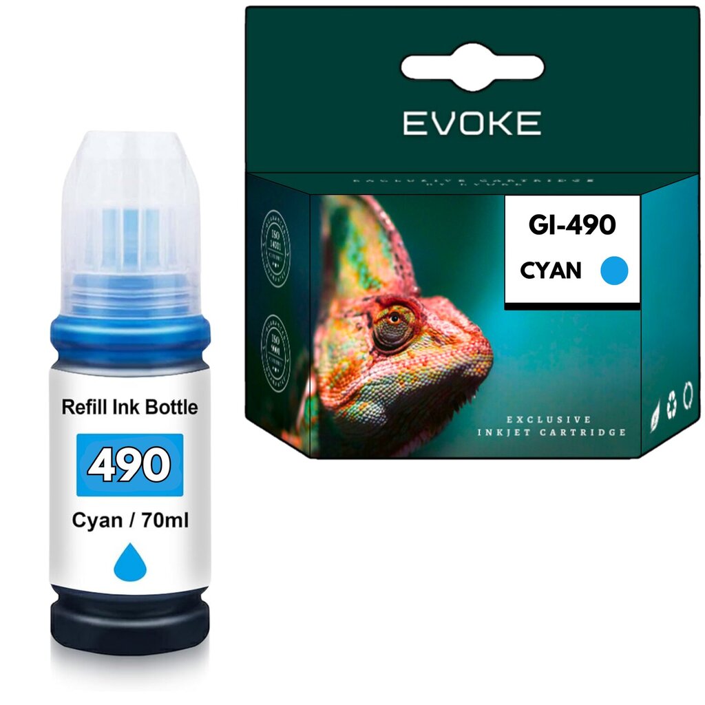 Canon GI490C syaaninvärinen tulostusmustekasetti , 70 ml , 7000 sivua , GI-490C , yhteensopiva Pixma G1400 G1411 G2400 G2411 G3400 G3411 kanssa. hinta ja tiedot | Mustekasetit | hobbyhall.fi