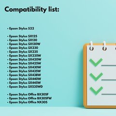 Epson 1282 syaani tulostinmustekasetti , 10 ml , 500 sivua , C13T12824011 / T1282 , yhteensopiva T1281 S22 SX125 SX130 SX130 SX230 SX235W SX425W SX425W SX430 kanssa. hinta ja tiedot | Mustekasetit | hobbyhall.fi