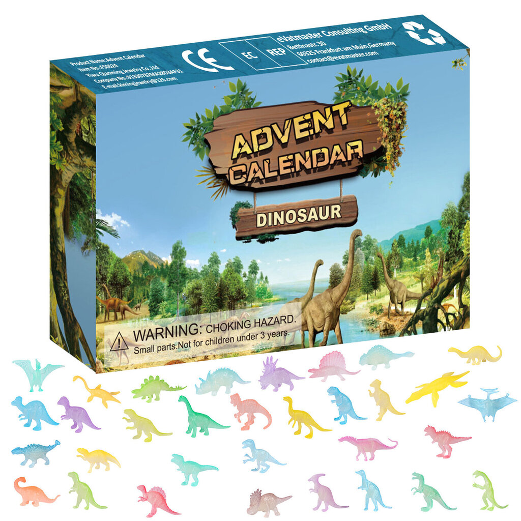 Joulukalenteri 24 kpl Dinosaurus hinta ja tiedot | Poikien lelut | hobbyhall.fi