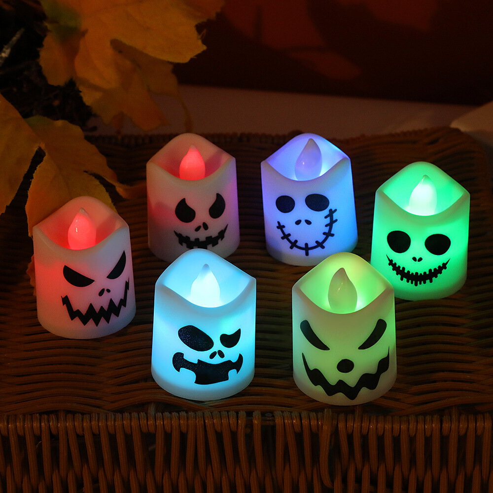 Halloween-liekettömät Votive-kynttilät, paristokäyttöiset LED-teevalokynttilät Halloween-kodinsisustuslahjoihin (6 kpl, 1,5" x 2") (sisältyy paristot) hinta ja tiedot | Kynttilät ja kynttilänjalat | hobbyhall.fi