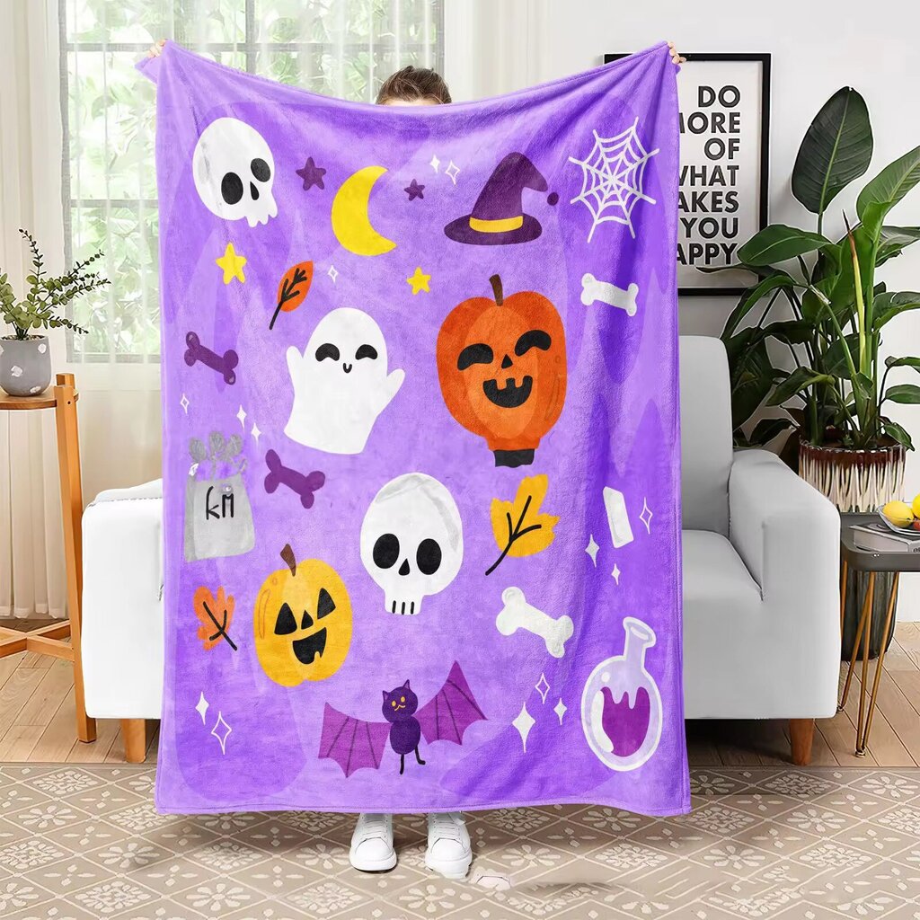 Halloween-fleece-peitto, kurpitsa, lehtien ruudullinen peitto, pehmeä sumea pehmo sohvasohvaan tai sänkyyn, ylellinen flanellilappupeite, lapsille, aikuisille, vaimo, itse (50" x 60") -10 hinta ja tiedot | Peitot | hobbyhall.fi