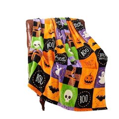 Halloween-fleece-peitto, lepakko, Ghost Fall Plaid -peitto, pehmeä sumea pehmo sohvasohvaan tai sänkyyn, ylellinen flanellipeo (50" x 60") hinta ja tiedot | Peitot | hobbyhall.fi