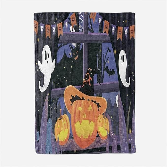 Halloween-peitto - Pehmoinen Halloween-peitto - Viihtyisä flanellinharmaa Halloween-koristelu juhlavuodesohvaan Olohuoneessa 50"x60" tyyli 3 hinta ja tiedot | Peitot | hobbyhall.fi