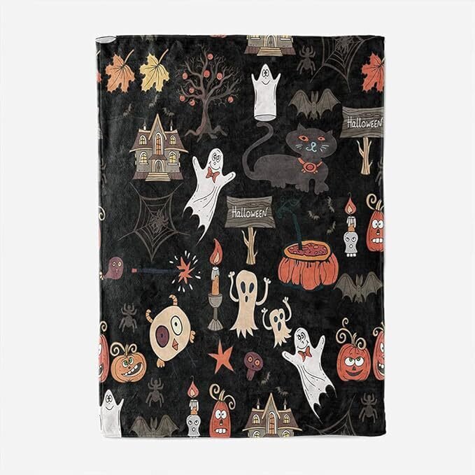 Halloween-peitto - Pehmo Halloween-peitto - Viihtyisä flanellinharmaa Halloween-koristelu juhlavuodesohvaan Olohuoneessa 50"x60" Tyyli 10 hinta ja tiedot | Peitot | hobbyhall.fi