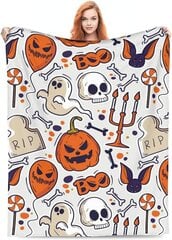 Halloween-peitto - Pehmoinen Halloween-peitto - Viihtyisä flanellinharmaa Halloween-koristelu juhlavuodesohvaan Olohuoneessa 50"x60" Tyyli 33 hinta ja tiedot | Peitot | hobbyhall.fi