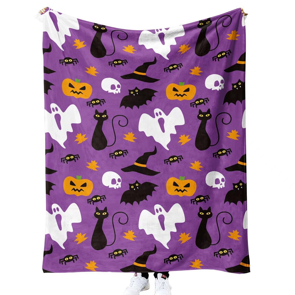 Halloween-peitto - Pehmo Halloween-peitto - Viihtyisä flanellinharmaa Halloween-koristelu juhlavuodesohvaan Olohuone 50"x60" Tyyli 58 hinta ja tiedot | Peitot | hobbyhall.fi