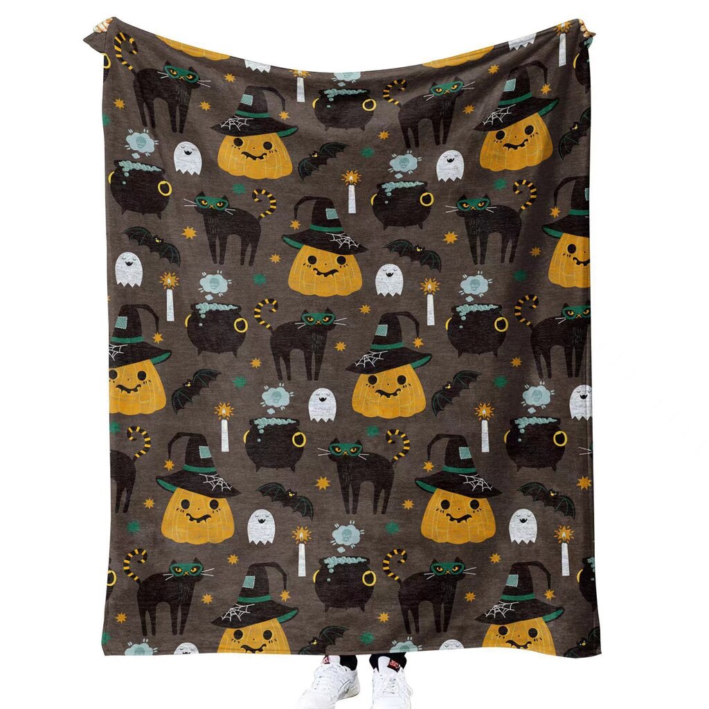 Halloween-peitto - Pehmo Halloween-peitto - Viihtyisä flanellinharmaa Halloween-koristelu juhlavuodesohvaan Olohuone 50"x60" Tyyli 67 hinta ja tiedot | Peitot | hobbyhall.fi