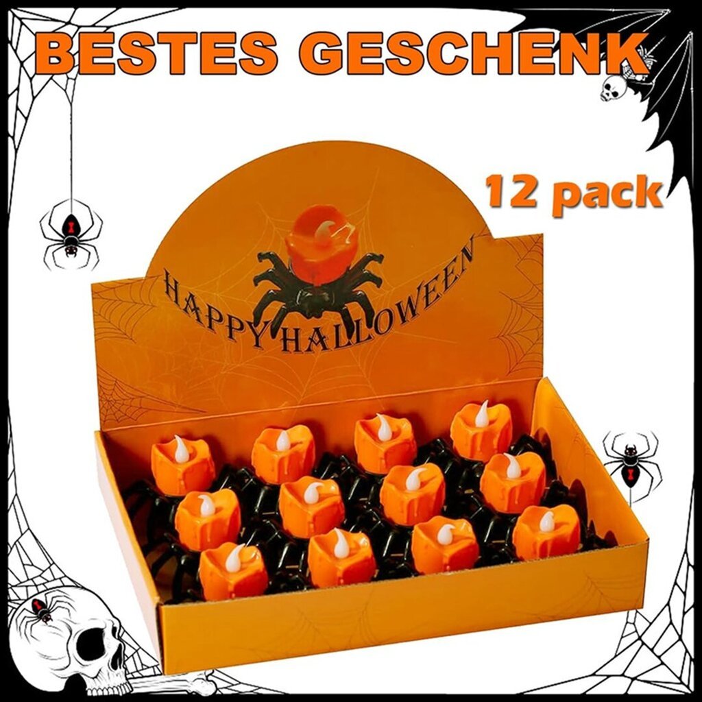 Halloween Spider kynttilänvalot, 12 osaa hinta ja tiedot | Juhlakoristeet | hobbyhall.fi