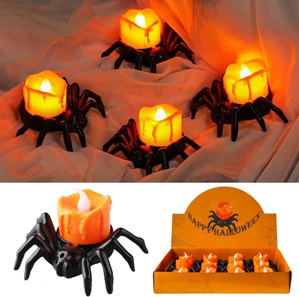 Halloween Spider kynttilänvalot, 12 osaa hinta ja tiedot | Juhlakoristeet | hobbyhall.fi