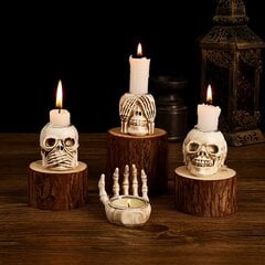 Halloween Skull -kynttilänjalat, 4 kpl hinta ja tiedot | Juhlakoristeet | hobbyhall.fi