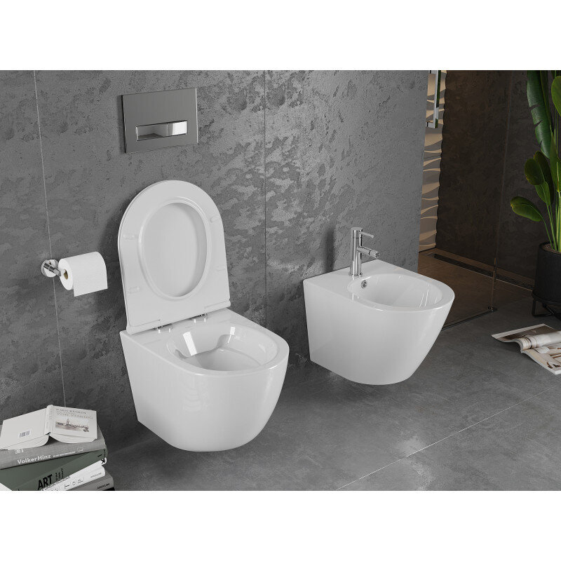 Mexen Lena WC Rimless hidastettavalla ohuella istuimella, Duroplast, valkoinen - 30220500 hinta ja tiedot | WC-istuimet | hobbyhall.fi