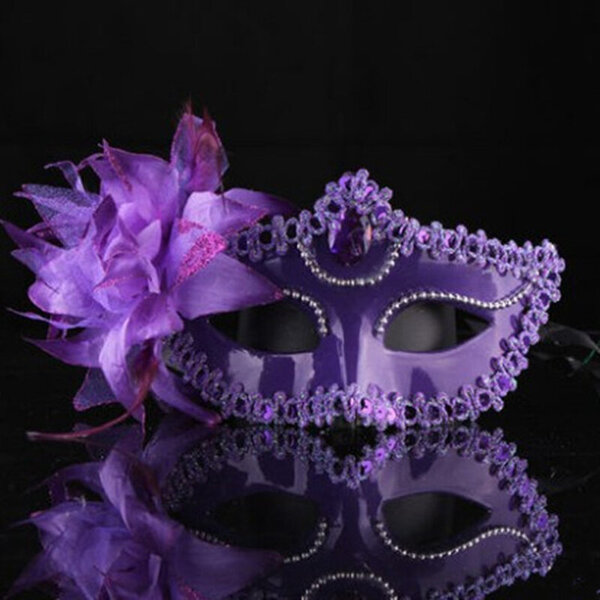 1kpl Maskit Venetian Masquerade Eye Mask On Stick Mardi Halloween Juhliin Prom Ball Purple Fantasy 2018 Uudet uudet naamarit