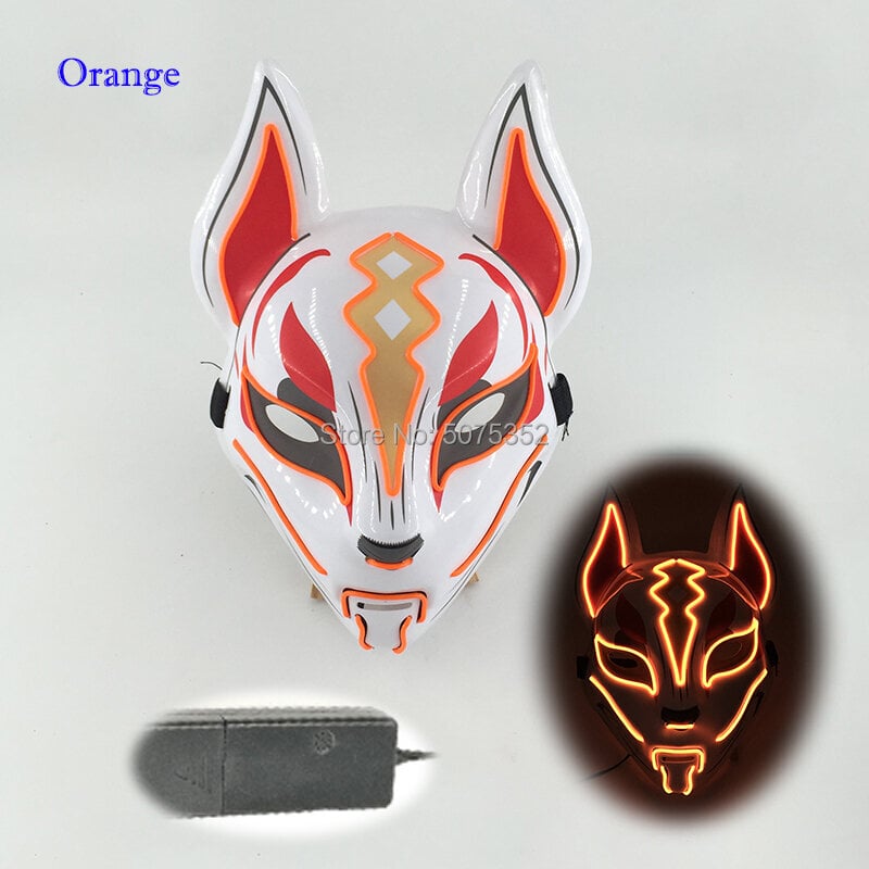 Anime Expro Decor Japanilainen Fox Mask Neon Led Light Cosplay Mask Halloween Party Rave Led Mask Tanssi DJ Palkkapäiväasu Rekvisiitta hinta ja tiedot | Juhlakoristeet | hobbyhall.fi