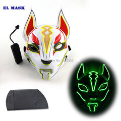 Anime Expro Decor Japanilainen Fox Mask Neon Led Light Cosplay Mask Halloween Party Rave Led Mask Tanssi DJ Palkkapäiväasu Rekvisiitta hinta ja tiedot | Juhlakoristeet | hobbyhall.fi