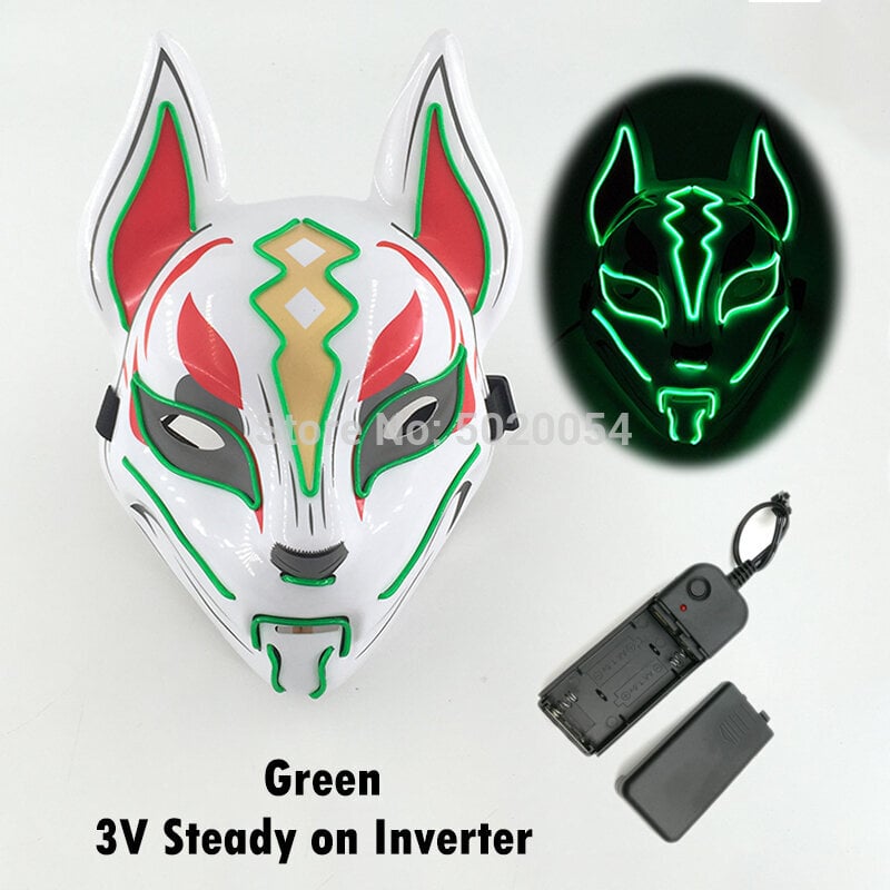 Uusi Luminous Halloween Party Mask EL Wire Hehkuva Maski Japanilainen Anime Cosplay LED Costume Fox Mask karnevaalijuhlatarvikkeisiin hinta ja tiedot | Juhlakoristeet | hobbyhall.fi