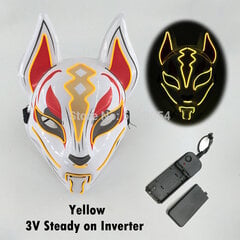 Uusi Luminous Halloween Party Mask EL Wire Hehkuva Maski Japanilainen Anime Cosplay LED Costume Fox Mask karnevaalijuhlatarvikkeisiin hinta ja tiedot | Juhlakoristeet | hobbyhall.fi