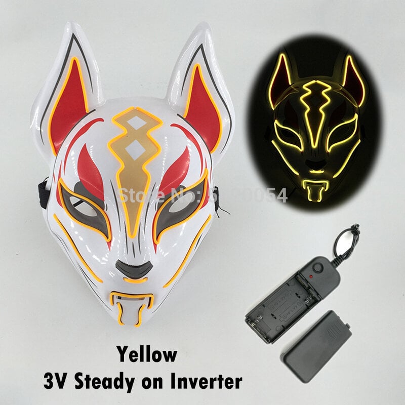 Uusi Luminous Halloween Party Mask EL Wire Hehkuva Maski Japanilainen Anime Cosplay LED Costume Fox Mask karnevaalijuhlatarvikkeisiin hinta ja tiedot | Juhlakoristeet | hobbyhall.fi