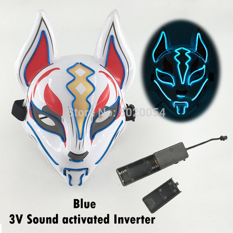 Uusi Luminous Halloween Party Mask EL Wire Hehkuva Maski Japanilainen Anime Cosplay LED Costume Fox Mask karnevaalijuhlatarvikkeisiin hinta ja tiedot | Juhlakoristeet | hobbyhall.fi