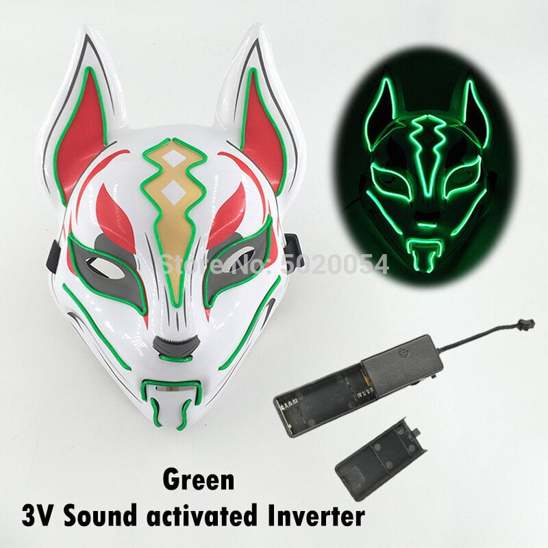 Uusi Luminous Halloween Party Mask EL Wire Hehkuva Maski Japanilainen Anime Cosplay LED Costume Fox Mask karnevaalijuhlatarvikkeisiin hinta ja tiedot | Juhlakoristeet | hobbyhall.fi