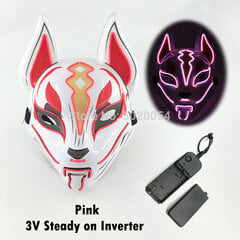 Uusi Luminous Halloween Party Mask EL Wire Hehkuva Maski Japanilainen Anime Cosplay LED Costume Fox Mask karnevaalijuhlatarvikkeisiin hinta ja tiedot | Juhlakoristeet | hobbyhall.fi