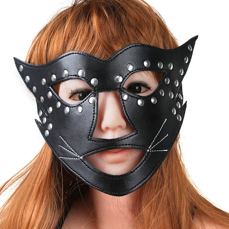 Seksikäs PU-nahkainen kissanaamio naisille Black Bondage Bunny Cat Masquerade Eye Mask Halloween Carnival Club Party Cosplay Mask #p3 hinta ja tiedot | Juhlakoristeet | hobbyhall.fi